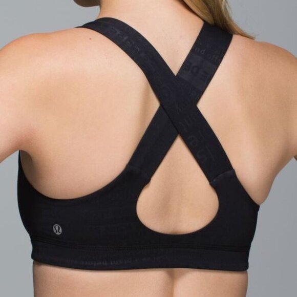 Lululemon Womens All Sport Bra Size 6 Classic Manifesto Embossed Black Yoga‎ Run - Picture 8 of 8